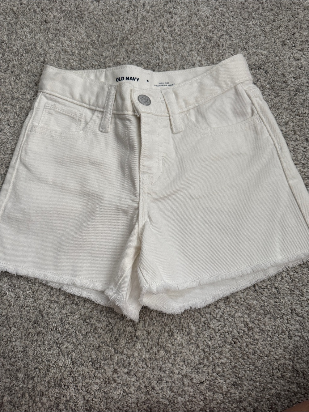 Old Navy Cream Denim High-Rise Adjustable Waist Shorts